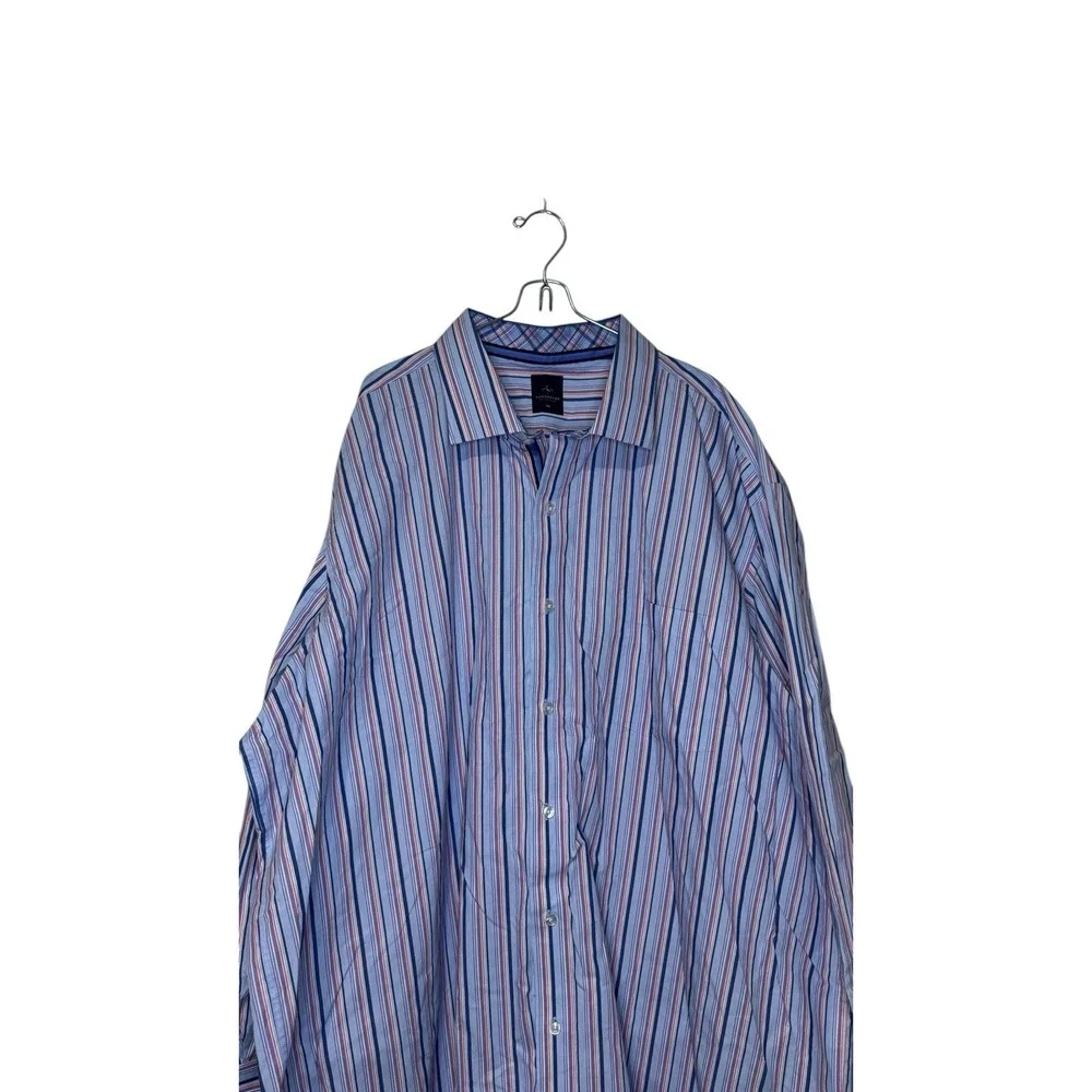 Tailorbyrd Mens Shirt Striped Button Up Long Sleeve Cuffed Multicolor Cotton 3XL